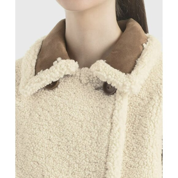 Stand Studio Oversized Chloe Faux Shearling & Leather Teddy Coat Sz 36 Small - Picture 3 of 9